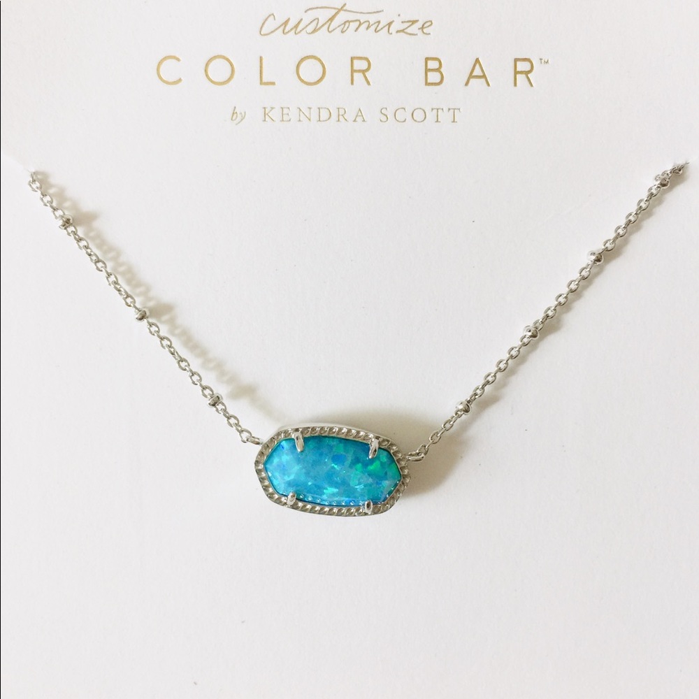 Kendra Scott Elisa Satellite Turquoise Kyocera Opal necklace silver Tone